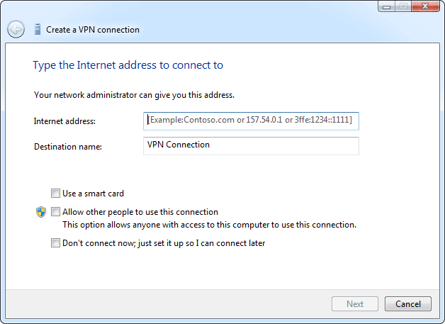 create vpn connection windows
